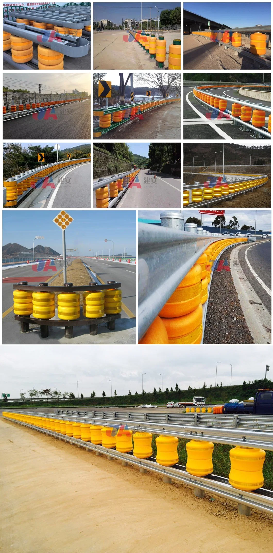 ISO Highway Traffic Safety Guardrail Roller Barrier PU Material Rolling Barrier Manufacturer